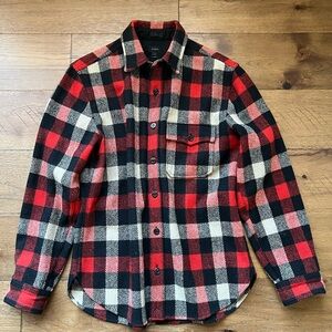 J. Crew Men’s Medium Slim Shirt Jacket Buffalo Red Cream Black Plaid
